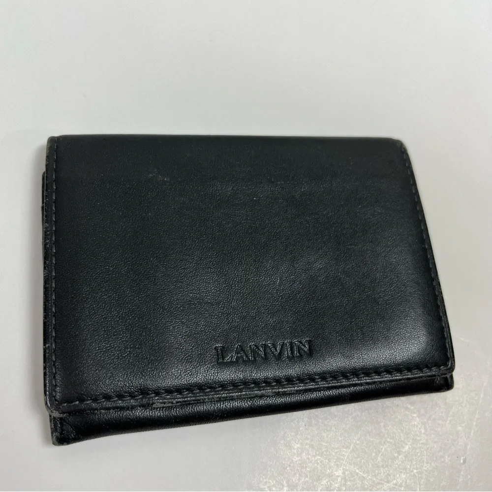 Lanvin Wallet Credit Card Black Bi-Fold Money Holder Leather Mens Billfold